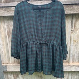 Torrid Green Plaid Babydoll Tunic Size 3
